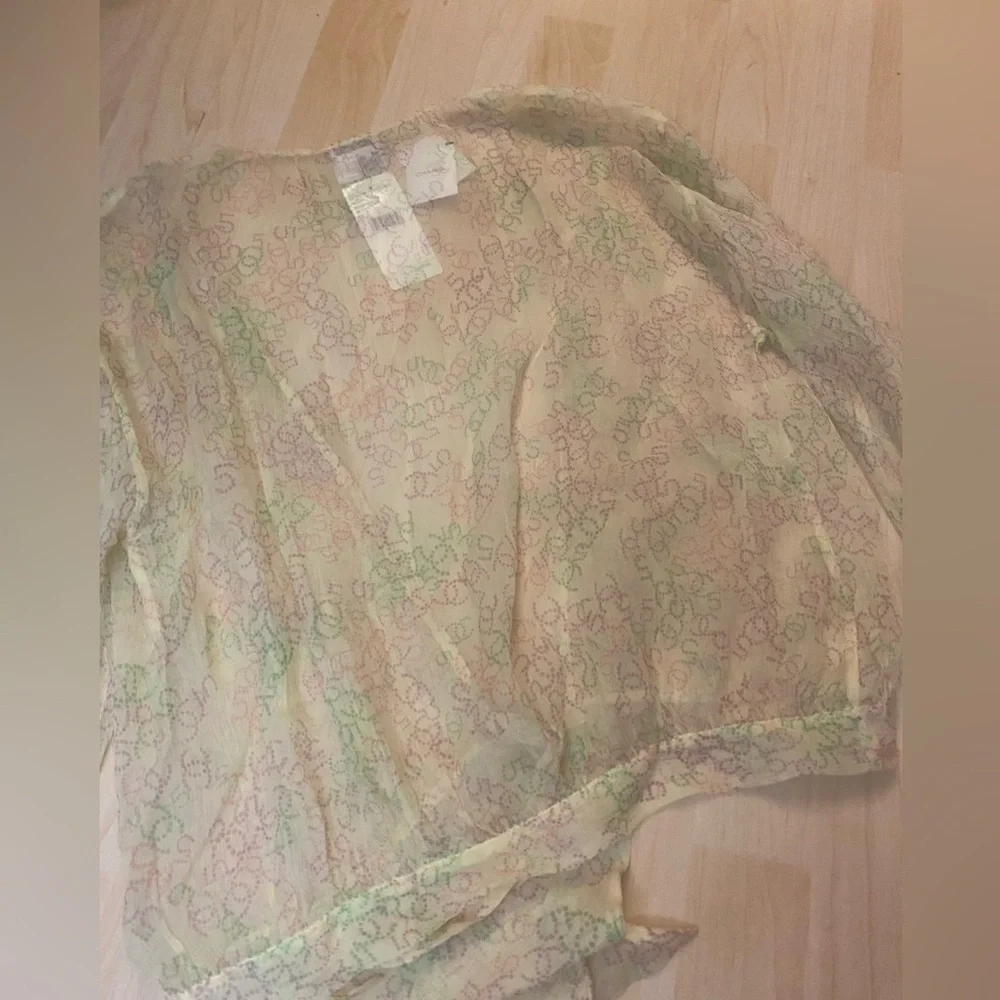 NWT Chanel Sheer Tie-Front Top - Yellow